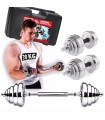 Set de mancuernas y barra para press militar de 30 kg