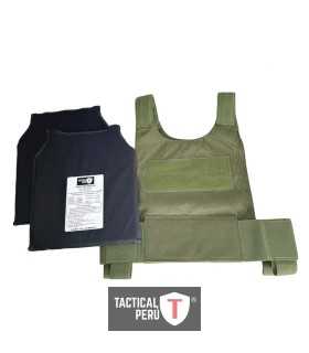 Chaleco antibalas kevlar es aramida, verde militar